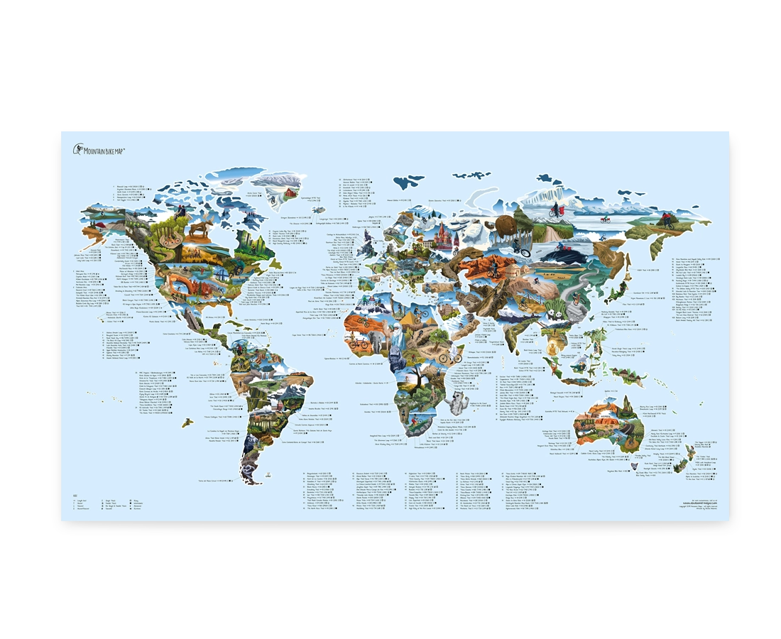 Awesome Maps The Mountain Bike Re-Writable Map Poster