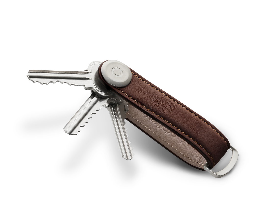 Orbitkey Key Organiser Premium Leather Edition Espresso with Brown Stitching