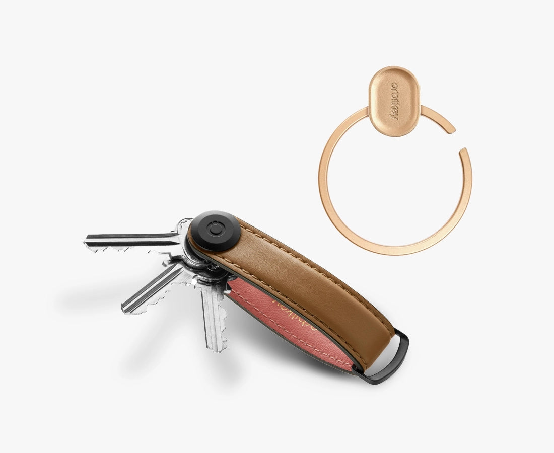 Orbitkey Leather Key Organiser + Ring V2 Bundle
