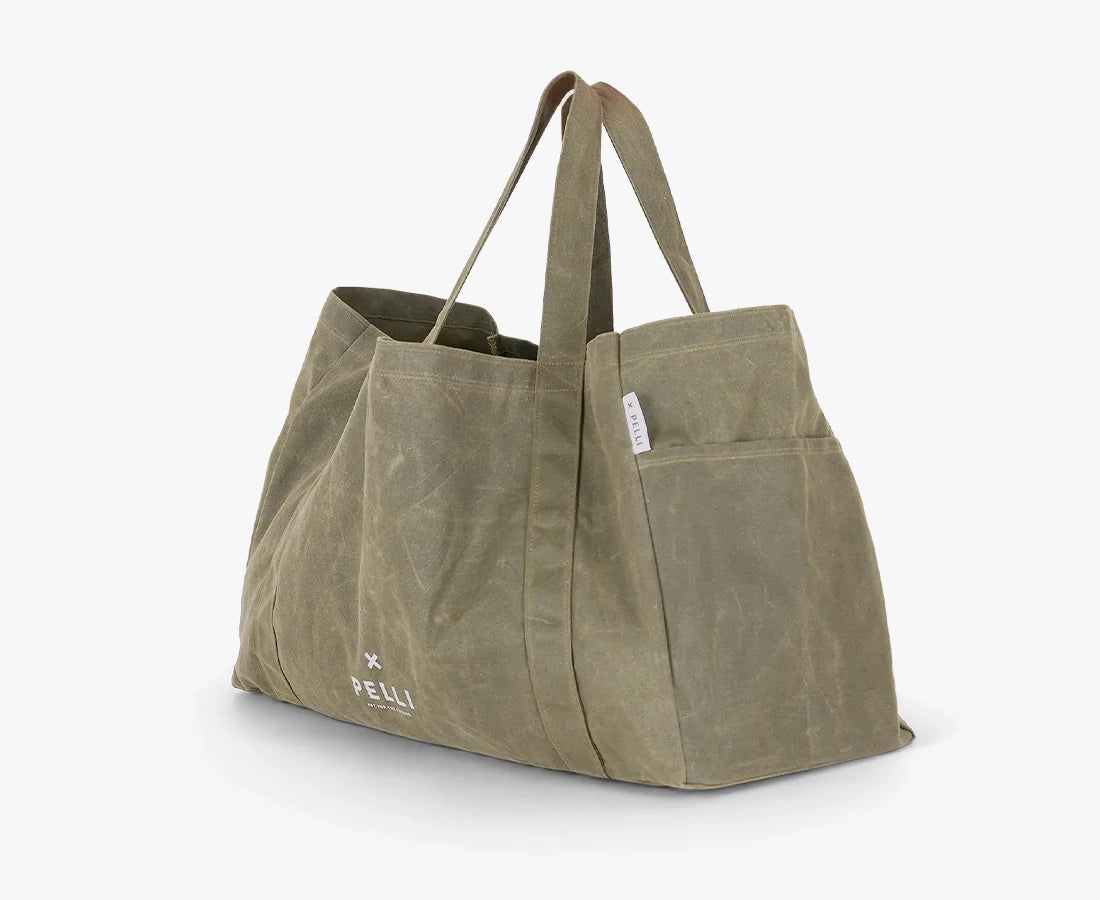 Pelli 'Beachy Keen' Oversized Beach Bag (Waxed Canvas) Moss