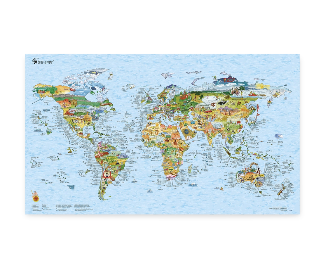 Awesome Maps The Surf Trip Map Re-Writable Poster