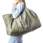 Pelli 'Beachy Keen' Oversized Beach Bag (Waxed Canvas) Army
