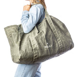 Pelli 'Beachy Keen' Oversized Beach Bag (Waxed Canvas) Army