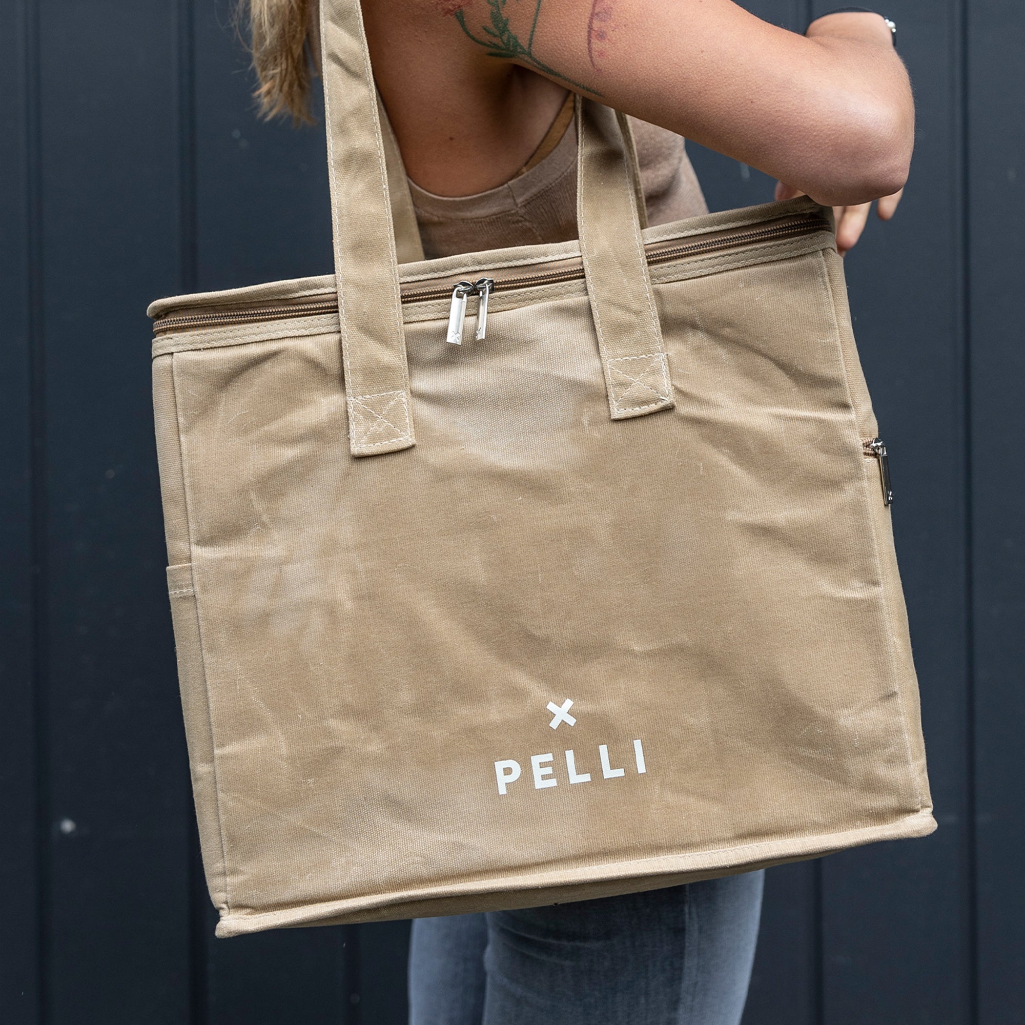 Pelli 'Chill Homie' Large Cooler Bag (Waxed Canvas) Tan